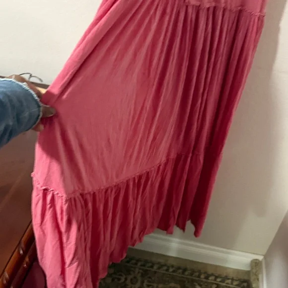 Anthropologie Sundry Pink Tiered Maxi Dress Sz large L - Picture 4 of 8